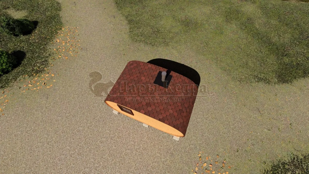 Баня-бочка овальная из кедра 4х2,2 метра