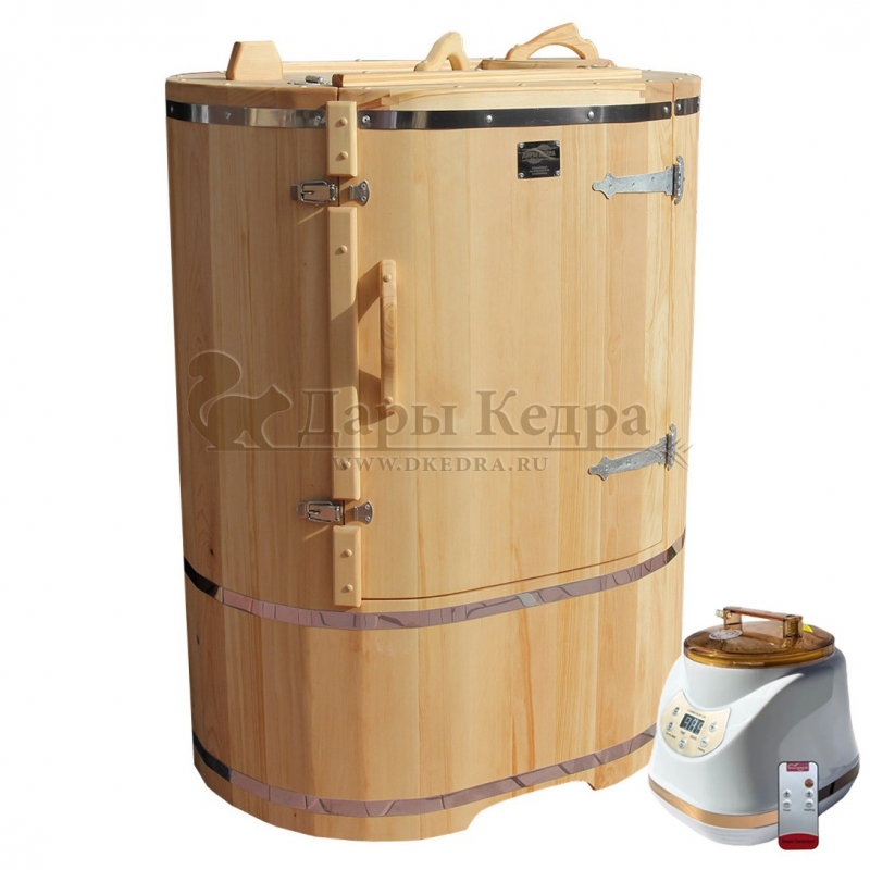 Готовый комплект «Удобный»: кедровая бочка с парогенератором + био-защита изнутри и снаружи Готовый комплект «Удобный»: кедровая бочка с парогенератором + био-защита изнутри и снаружи